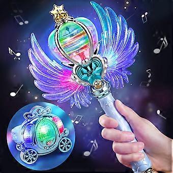Fairy Wand Toy with Spinning LED Light and Magic Sound for Girls, Blue Bracelet Costume Set