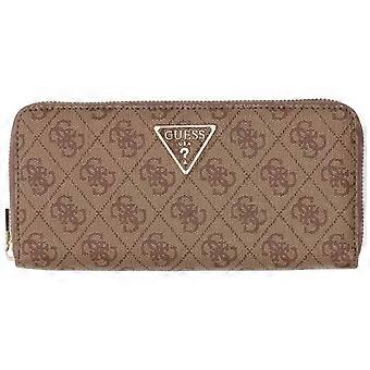 GUESS Laurel II Large Zip Around Purse - Latte Brown Logo
