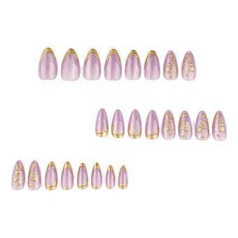 Cat Eye Glitter Press On Nails Purple 24PCS