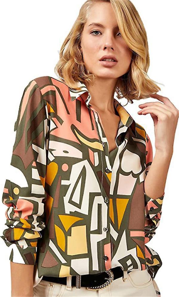 2022 Nyt hot udsalg Damemode Casual Single Breasted Lapel Cardigan Langrmet trykt Top