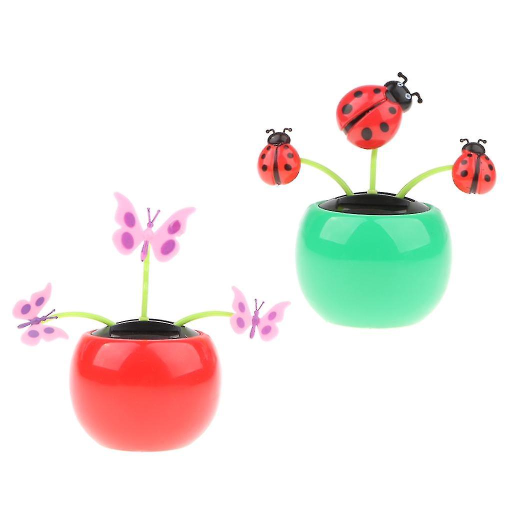 2pcs Solar Powered Dancing Toy - Ladybug & Butterfly