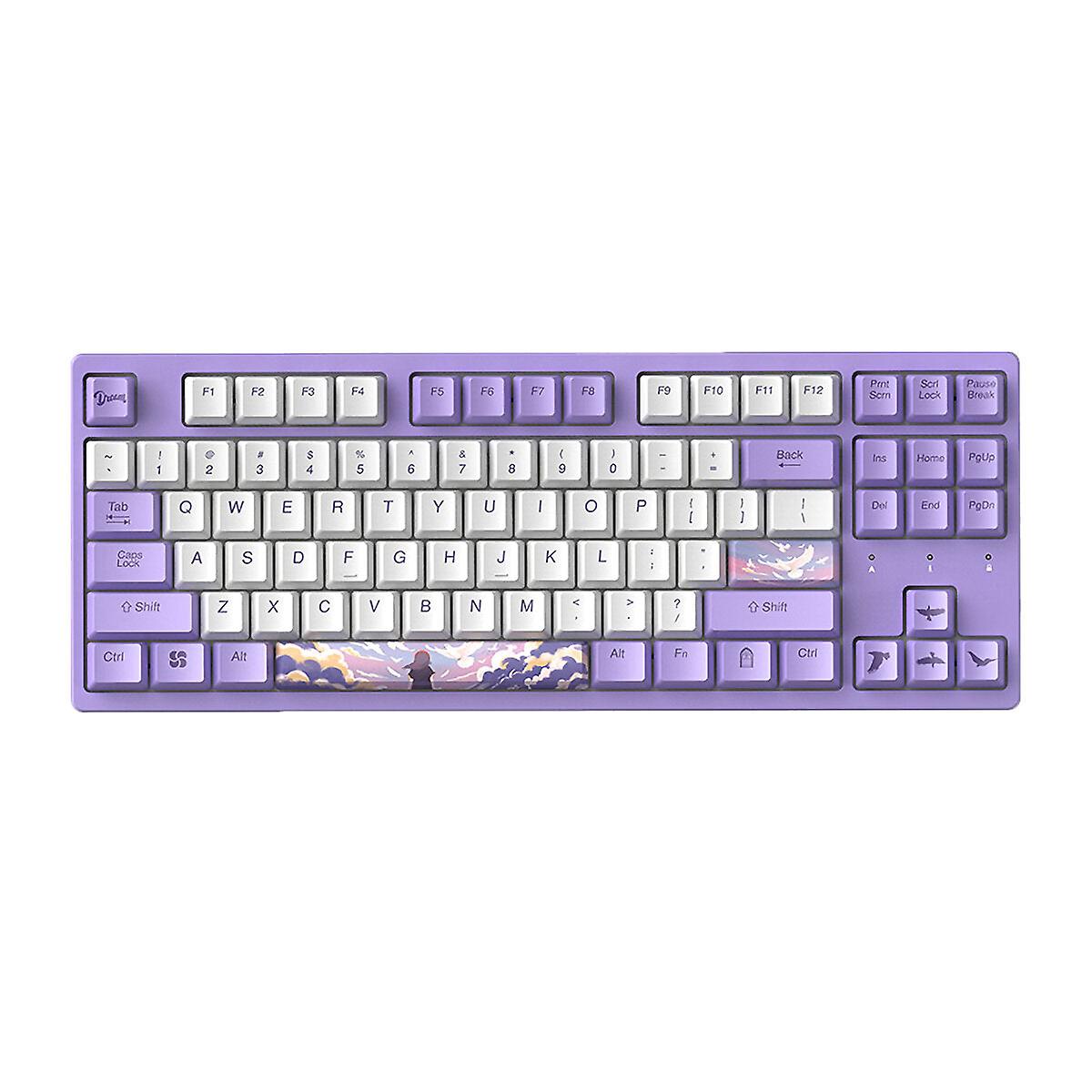Mechanical Keyboard Dream Theme Wired White Backlight 87 Keys Cherry Mx Switch Purple Pbt Keycaps Gaming Keyboard