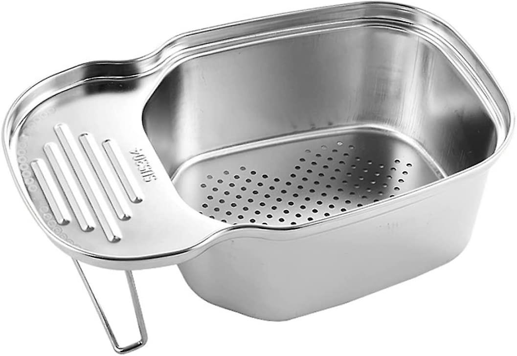 Kitchen Sink Drain Basket, Multipurpose Corner Sink Strainer Food Catcher Leftovers Garbage Storage(1pc, silver)