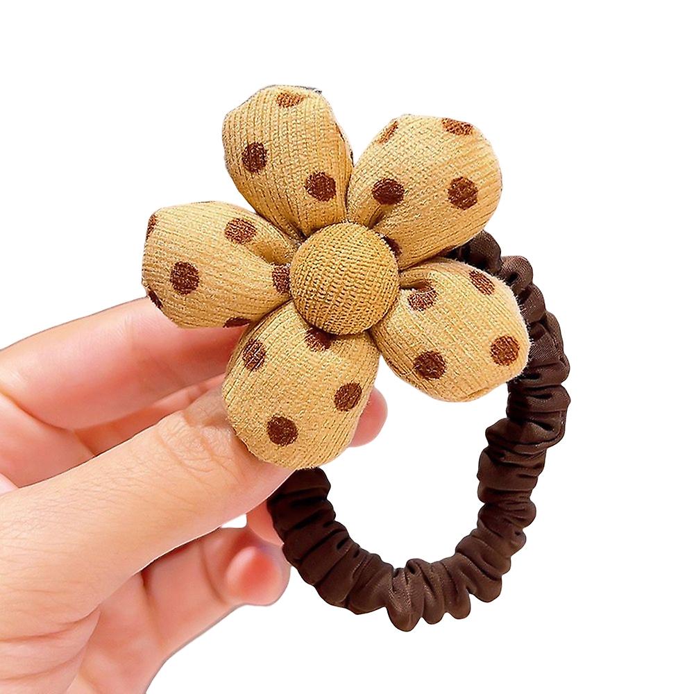 Children Elastic Hair Ties With Hypo-allergenic Fabric Flowers Shape