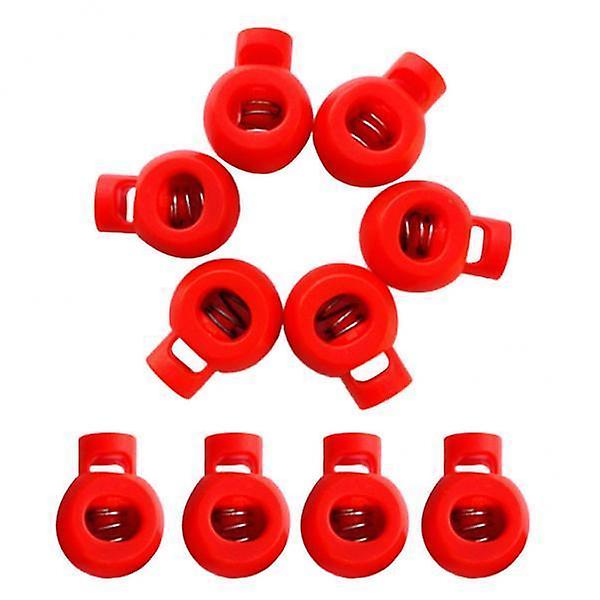 2x10 Pieces Plastic Shock Cord Rope Toggle End Lock Stoppers Ball Buckles Red