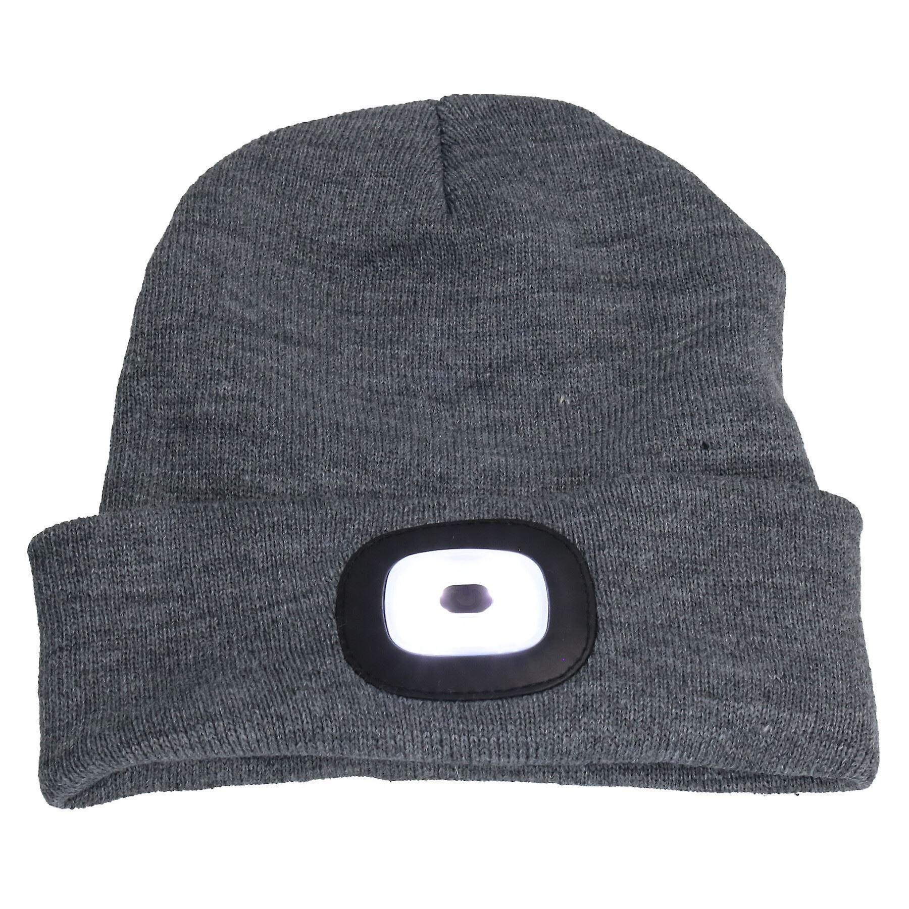 4 SMD Grey Beanie Hat Light USB Rechargeable Head Light Torch Lamp Unisex