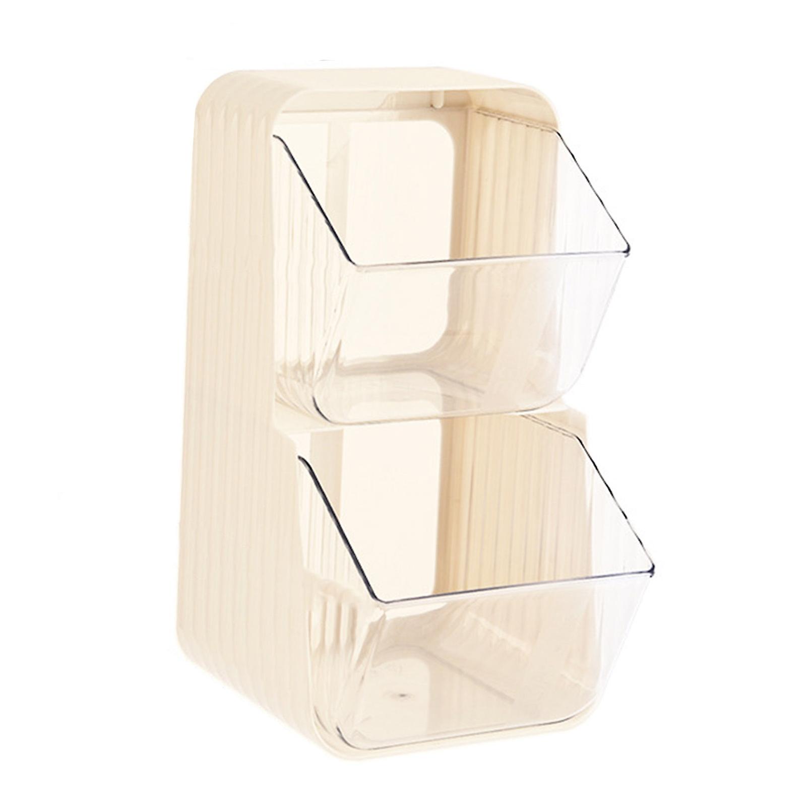 Double Layer 2L Tea Bag Rack 26cm Cream White Stackable Organizer