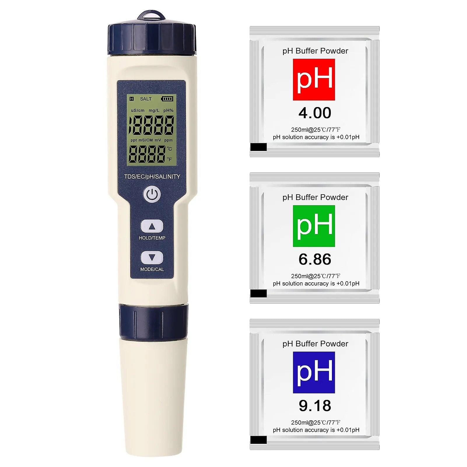 5 In 1 Digital Water Quality Detector Ph/ec/tds/salinity/temperature Testing Meter Multi-function Water Quality Tester Monitor