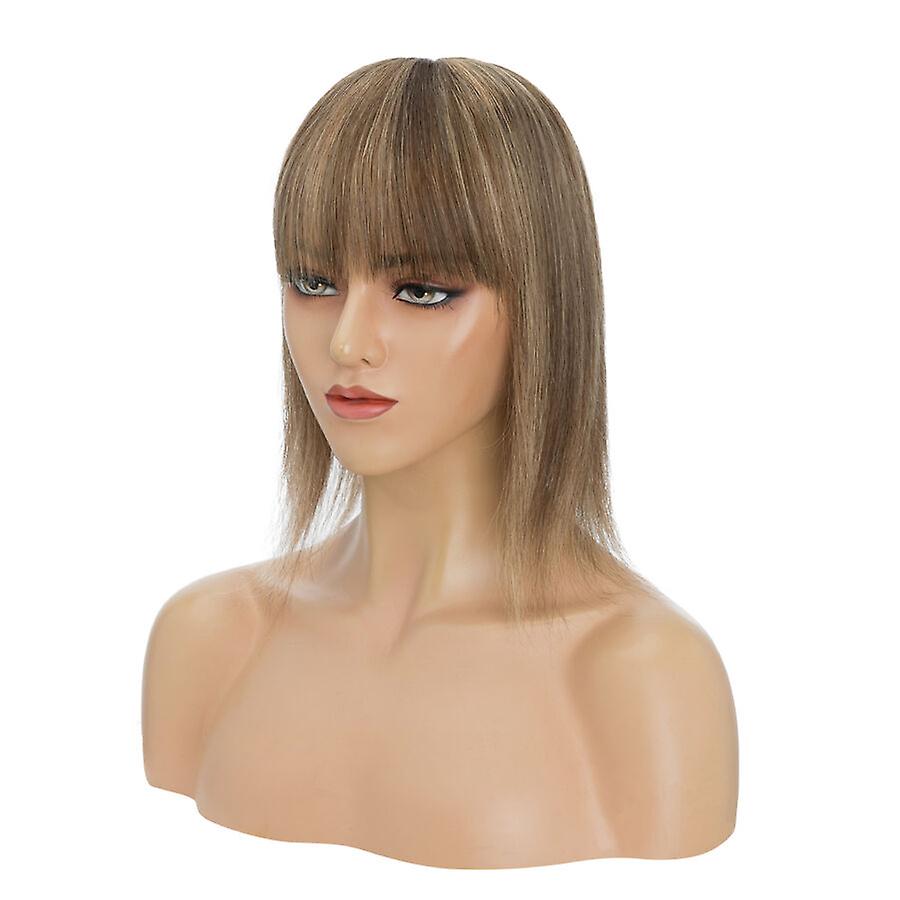 13x5CM Human Hair Toppers with Bangs Straight Hair Clip In Topper