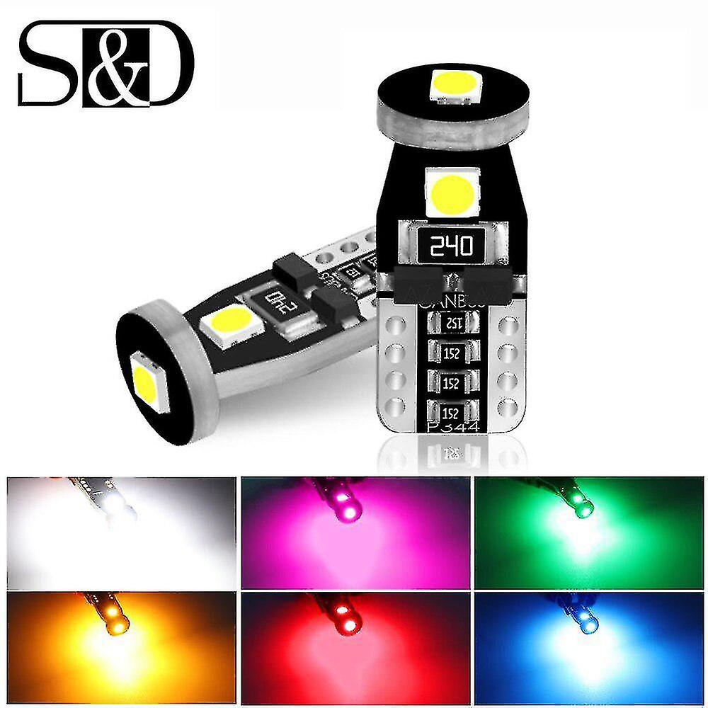 2pcs T10 W5w Ampoules LED Canbus Erreur Sans Voiture Clearance Lumières Lecture Lampe Auto Dôme Porte Ampoule Accessoires Blanc Rouge Jaune Vert Bleu Rose