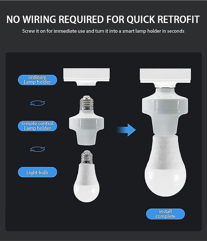 Wireless Lamp Holder Remote Control 50/60hz Dimmable E26 E27 Socket Not Include Battery110v-220v