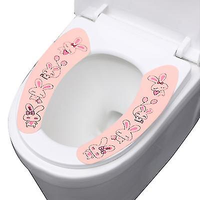 2個のウサギピンクの粘着性漫画のトイレステッカーは、暖かくて厚い静電便座を保つために