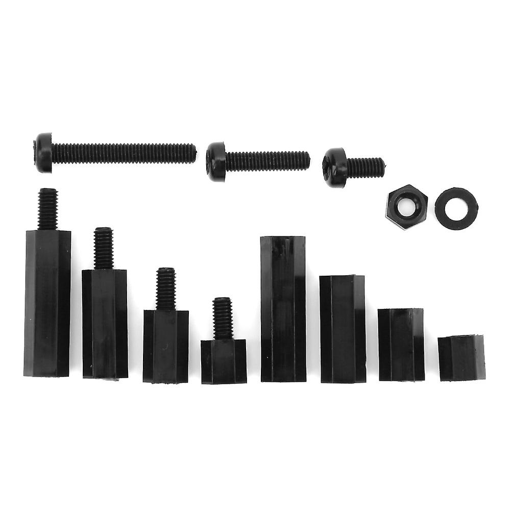 310pcs M3 Nylon Screw Nut Washer Standoff Kit Black