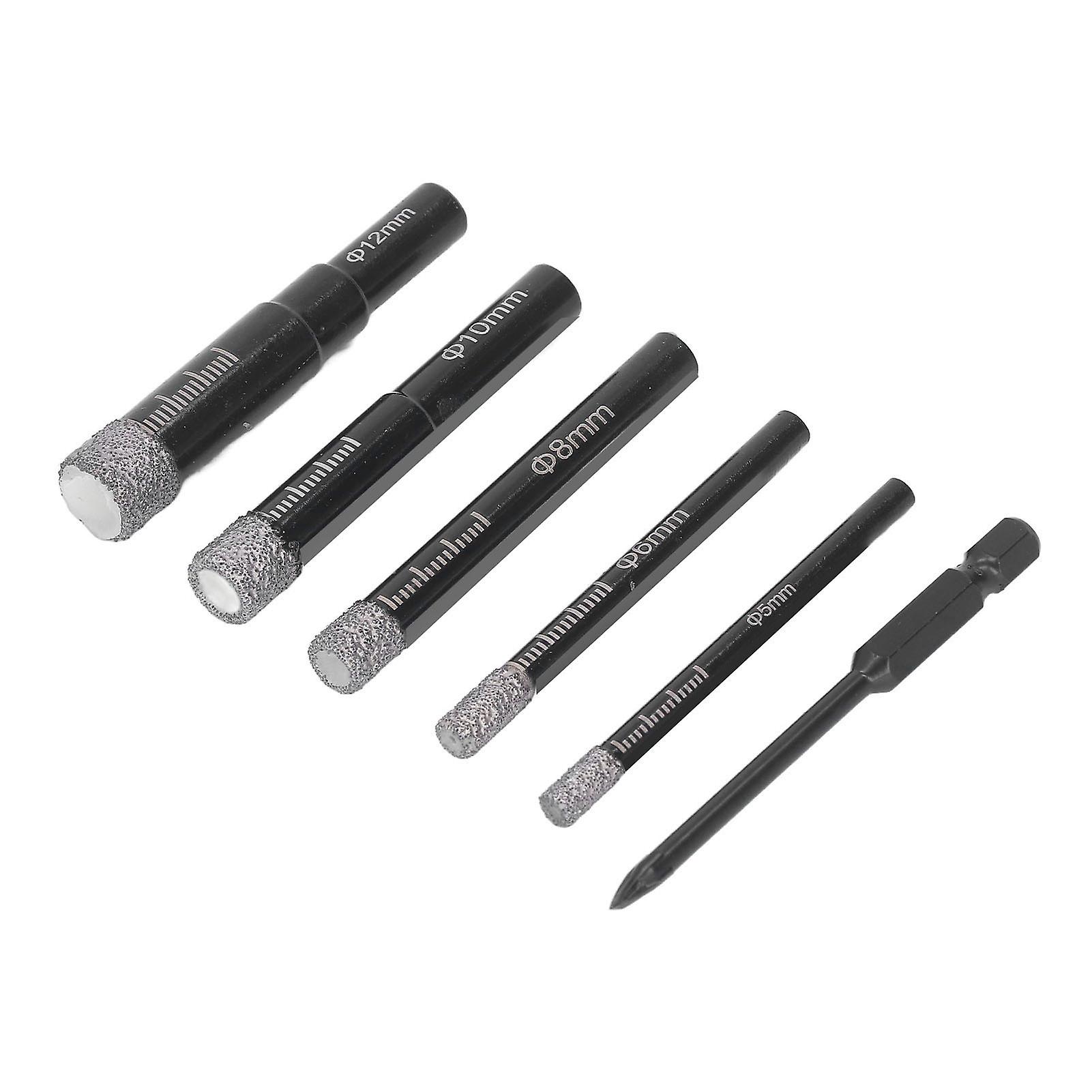 6Pcs Diamond Hole Saw Drill Bit Universal Round Shank Drilling Tool for Tile Glass