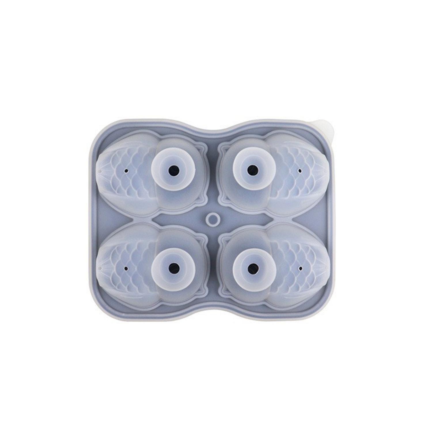 Ice Cube Mold Owl Shape Ice Cube Tray 4 Grids Funnel Lid Design Silicone Ice Mold for Whiskey Cockta