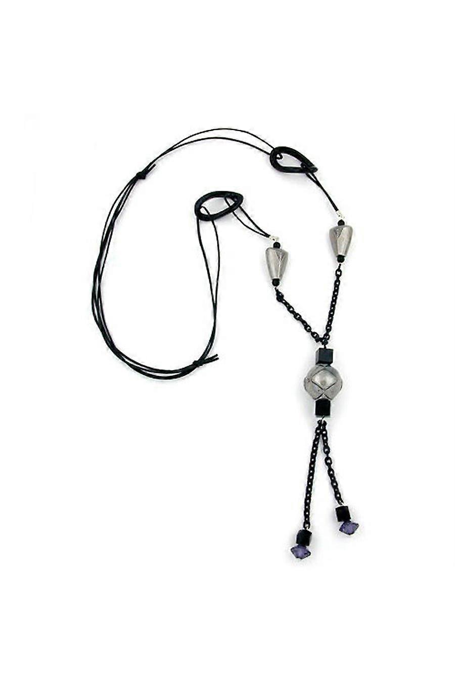 Necklace Grey Beads 90cm - Gl02714