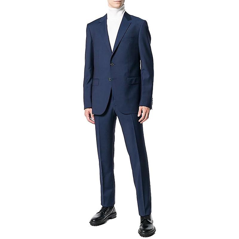 Lanvin Mens Suit Two Piece Navy Trouser 2x Button Formal Bla