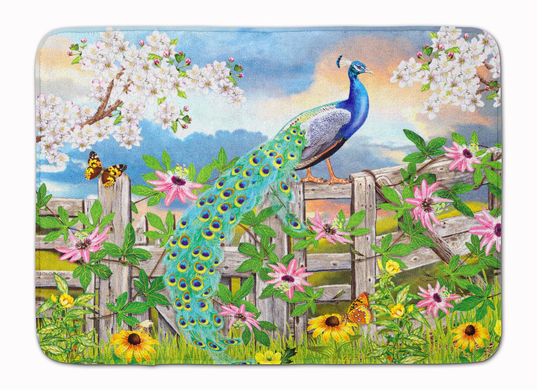 Caroline`s treasures carolines comori prs4042rug păun pe gradina gard masina de memorie lavabilă multicolore 19 x 27