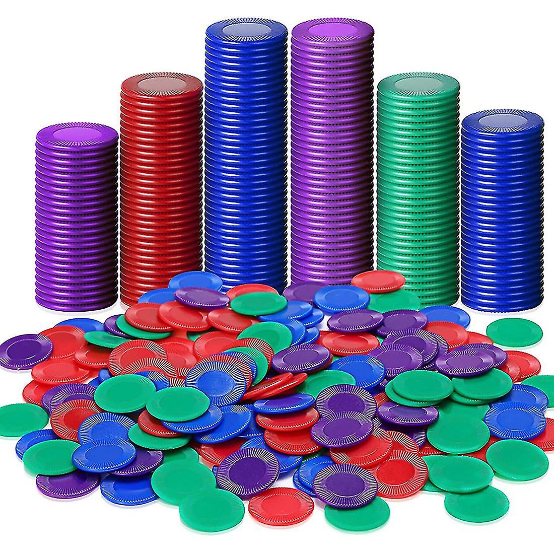 400 Pieces Plastic Poker Chips Game Chips 4 Colors Counter Card For Game Playing Counting Bingo Game Chips Card, 1