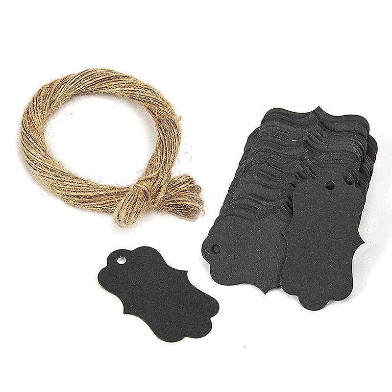 2X100pcs Kafuter Valentine 's Day Kraft Paper Craft Gift Tag White Paper Label With Hemp Rope