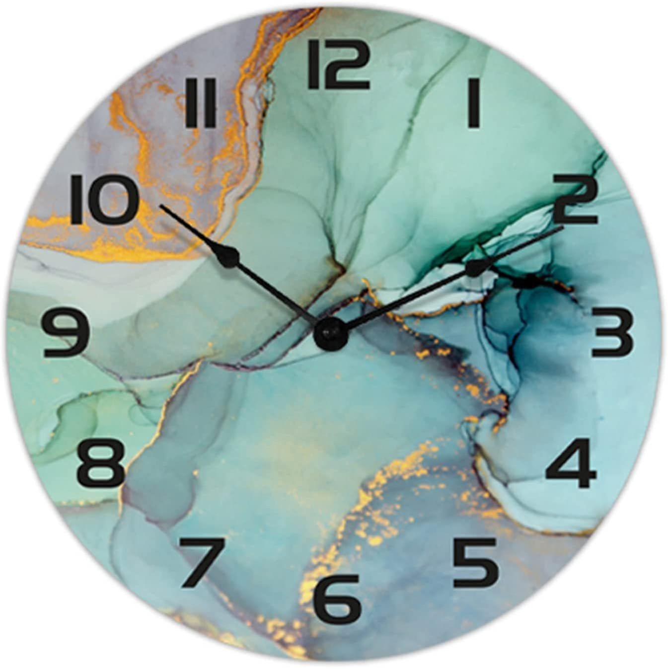 10 Inch Wall Clock - Wooden Wall Clock Battery PoweRed Silent No Tick