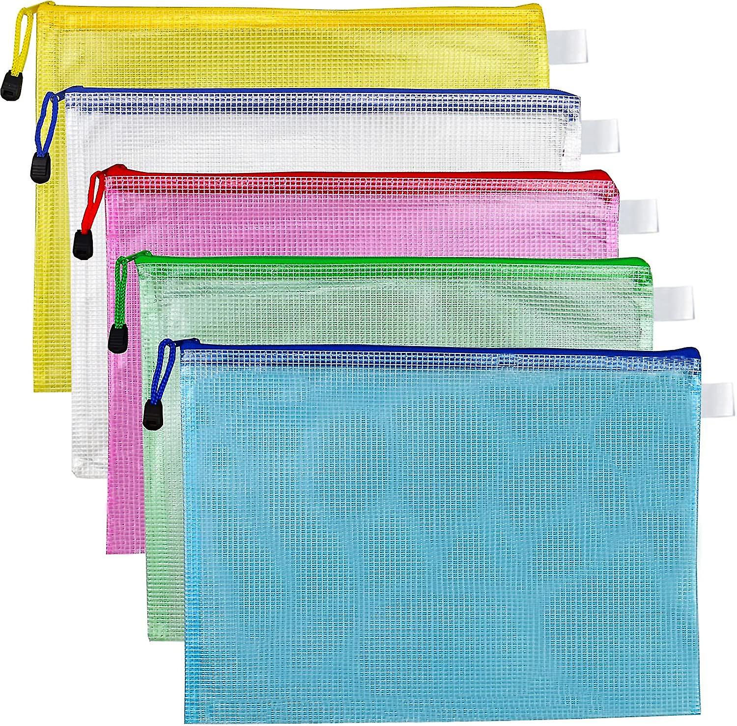 5 Pcs Plastic Wallets A4 File Folder Document Zipper Bags A4 Zip Bag(H-4)