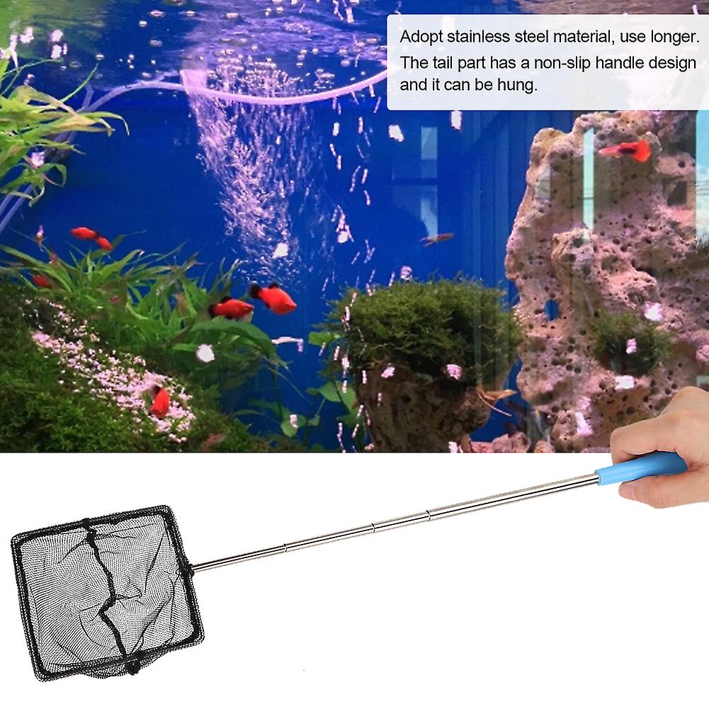 Aquarium Fine Mesh Net Stainless Steel Aquarium Extendable Fish Shrimp Net with Long HandleSquare 