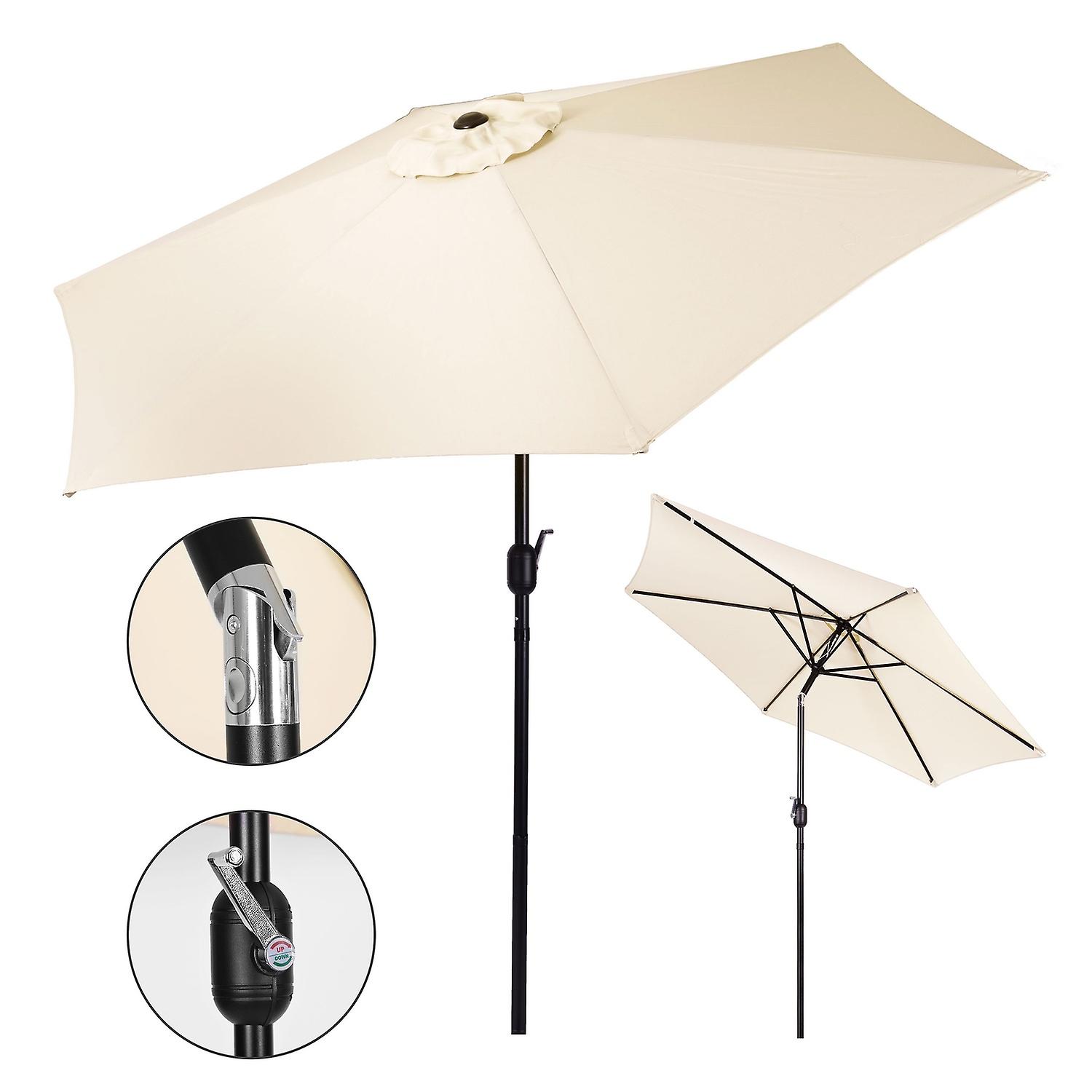 Large crooked broken garden umbrella with crank, 6 ribs, beige 270 cm
