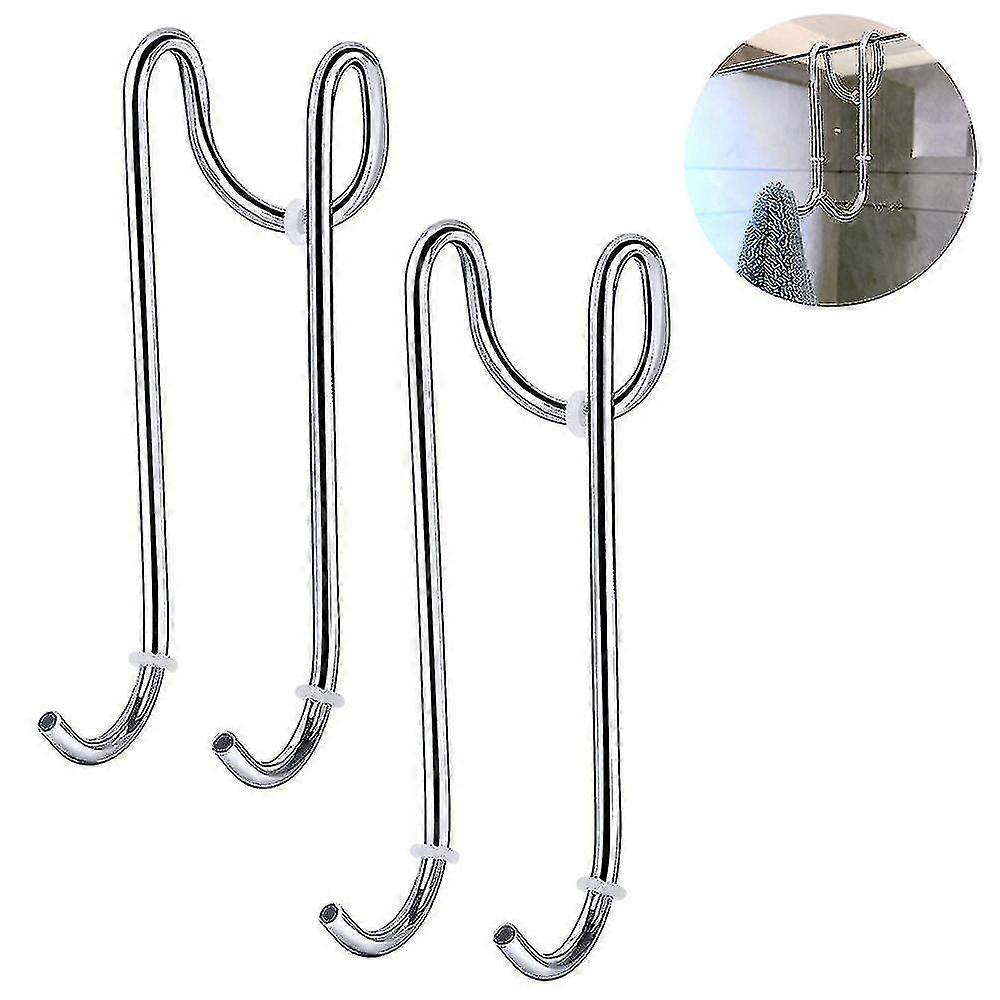 2pcs Shower Door Hooks, Over Door Hooks for Bathroom Frameless