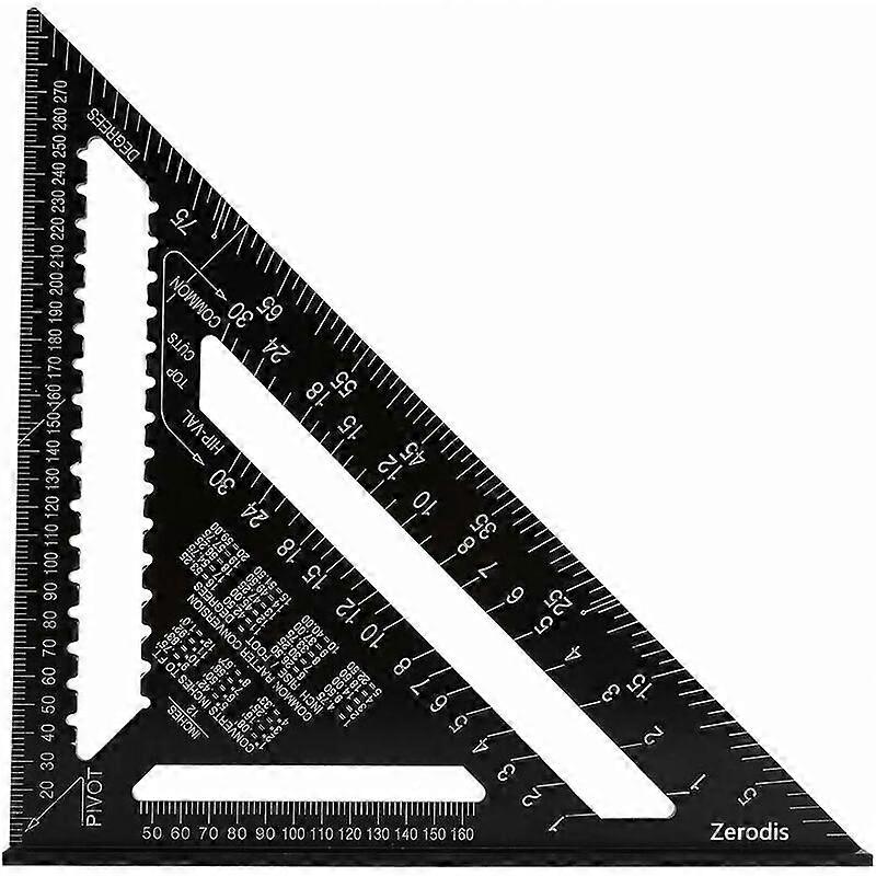 Set Square Triangle Angle Ruler Protractor 12 Inch High Precision Aluminum Alloy Measuring Tool, Black