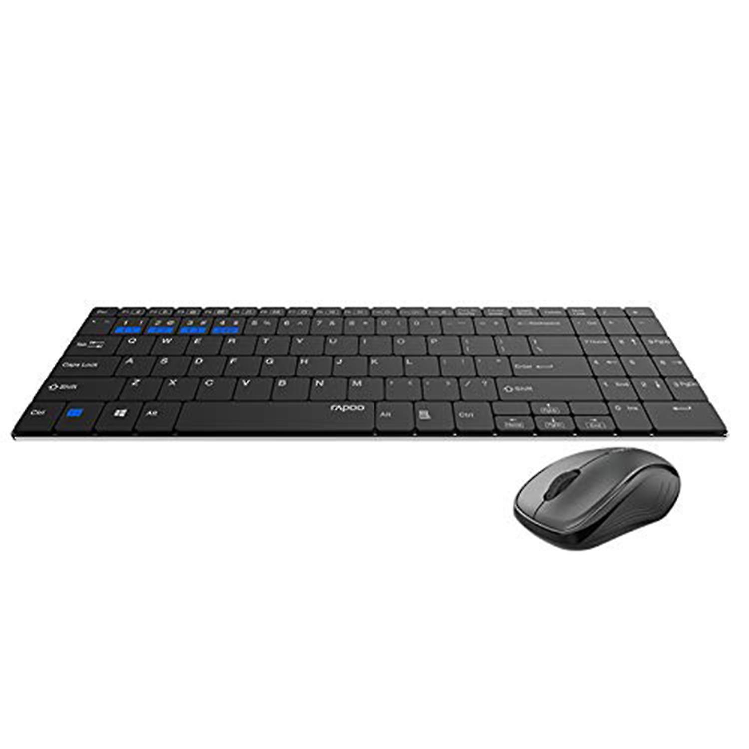 Aquarius Rapoo 9060M Multi-Mode Silent Wireless Keyboard And Mouse, Black