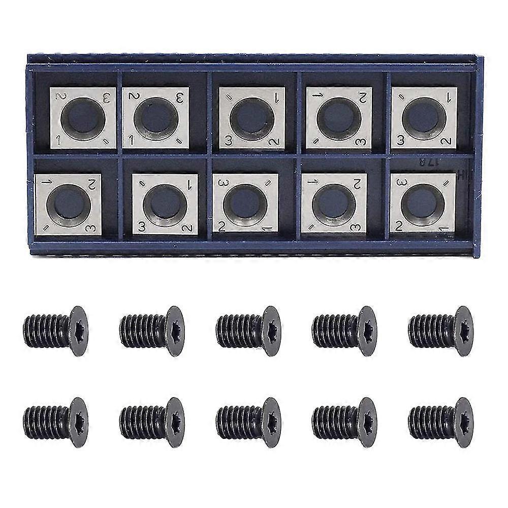 Lot de 10 fraises carrées droites en carbure de 14 mm avec 10 vis M6 x 10 mm pour le travail du bois en spirale/H