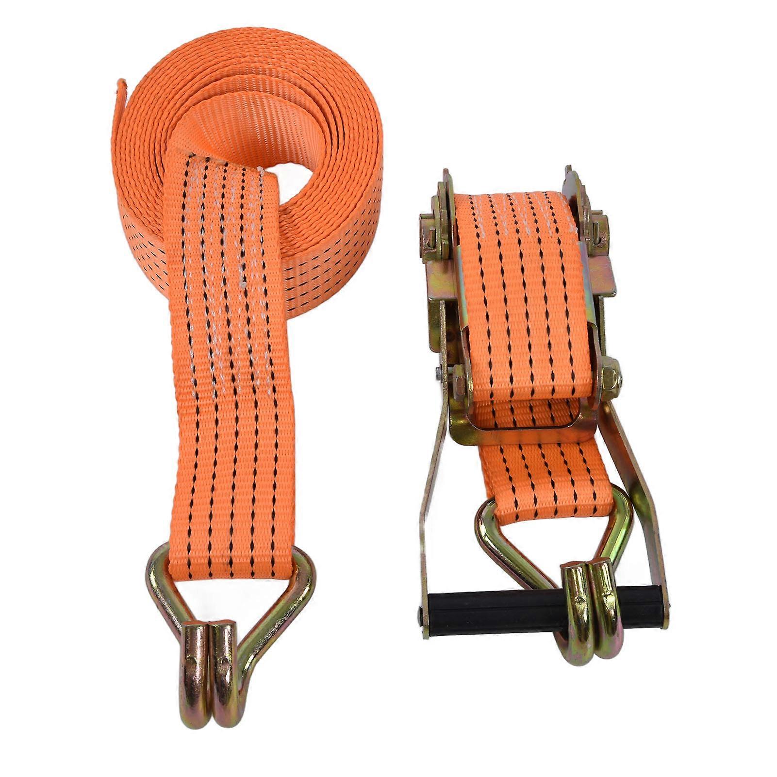 Ratchet Tie Down Strap 50mm Width Polyester With Double J Hook For Car Cargo Luggage3 Meter (9.8ft)