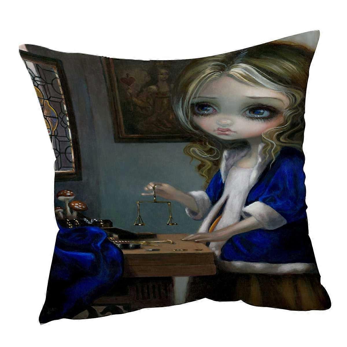 Alice Through a Vermeer Glass Cushion Cover