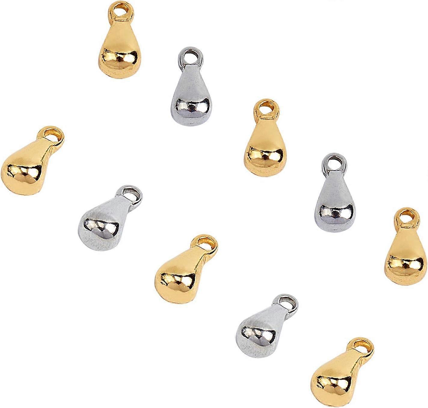 100pcs Extender Chain Drop Stainless Steel Pendants 6mm End Drop Charms Terminators Mixed Color Teardrop Charm Connector for DIY Jewelry Making & Craf