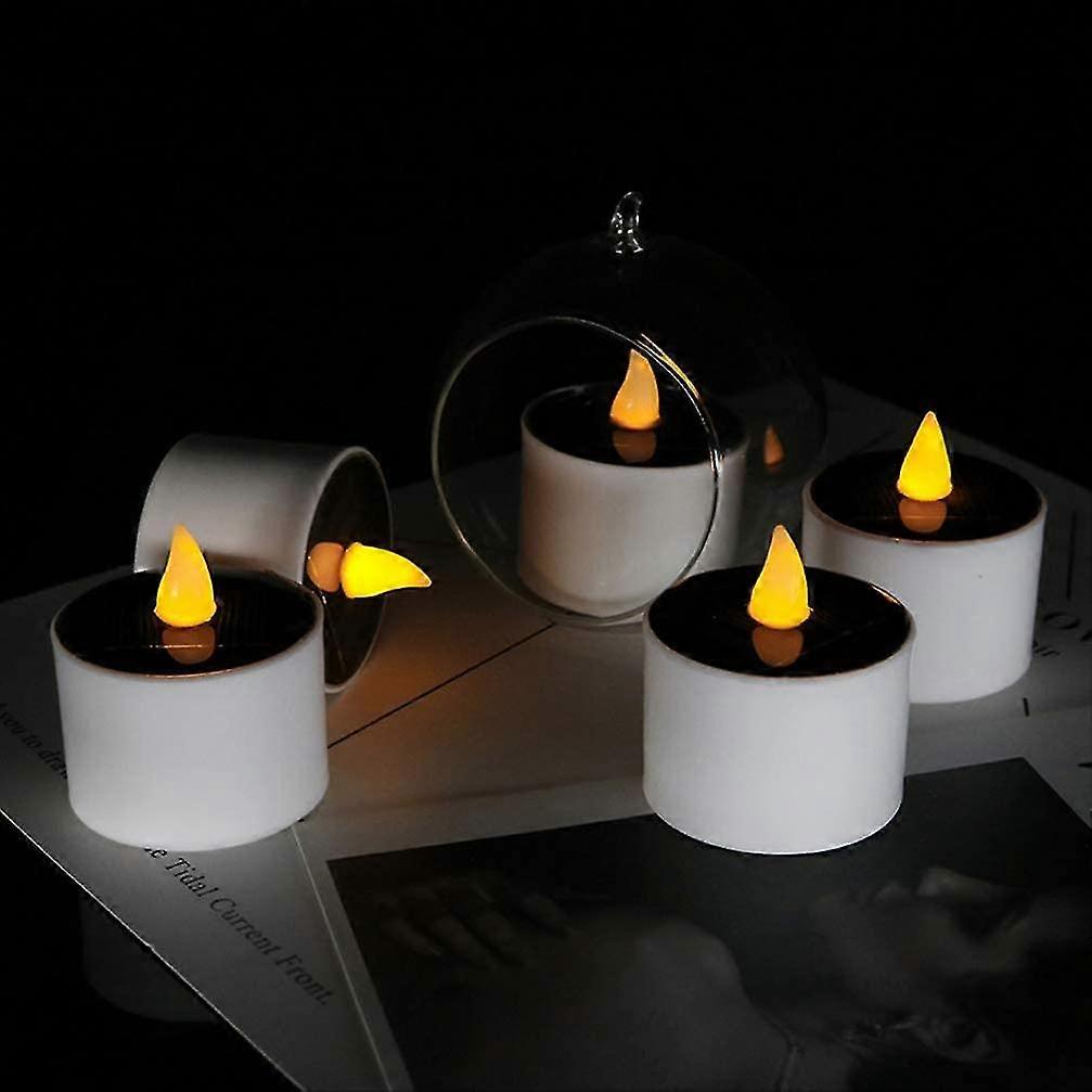 Solarkerze: Set aus 4 Solar LED Teelichtern, Ip65, Weiß