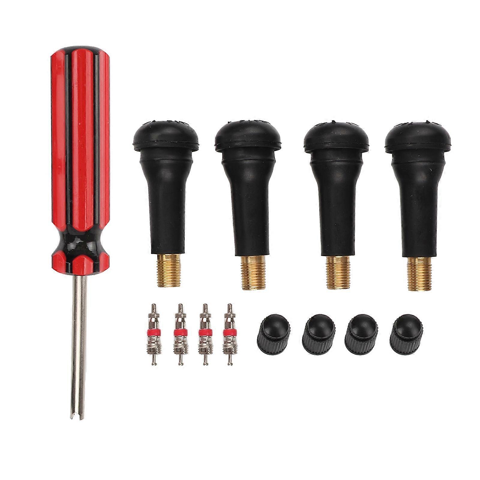4x Generic TR414 Snap in Tire Valve Stem Kit Tire Valve Core Installer Tool
