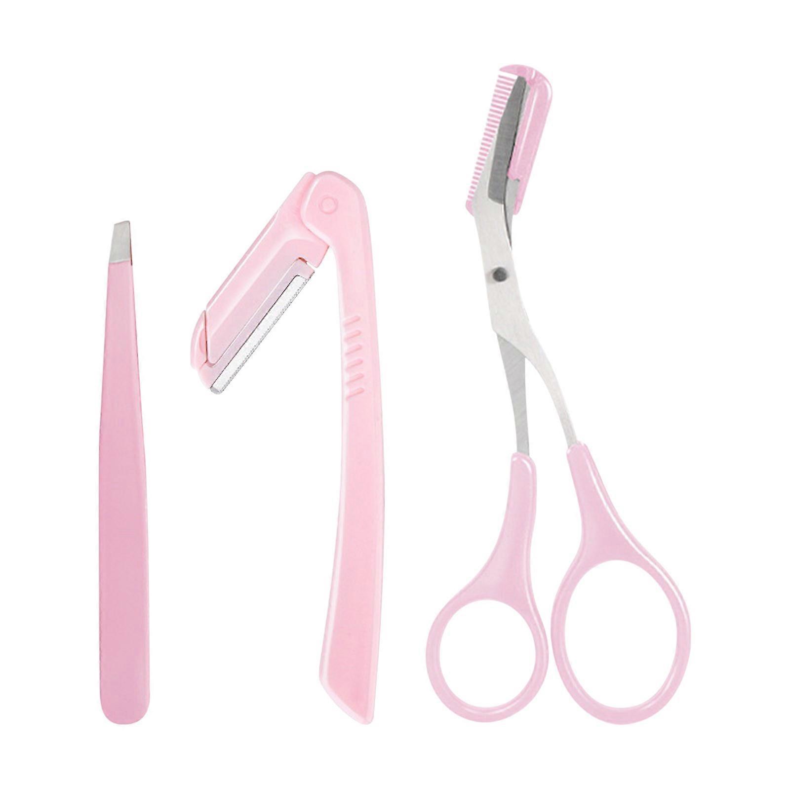 Ensemble de 3 pièces de tondeuses à sourcils et de petits outils, pinces à sourcils en acier inoxydable, pinces à sourcils, outils de peigne à sourcils FLYE1383