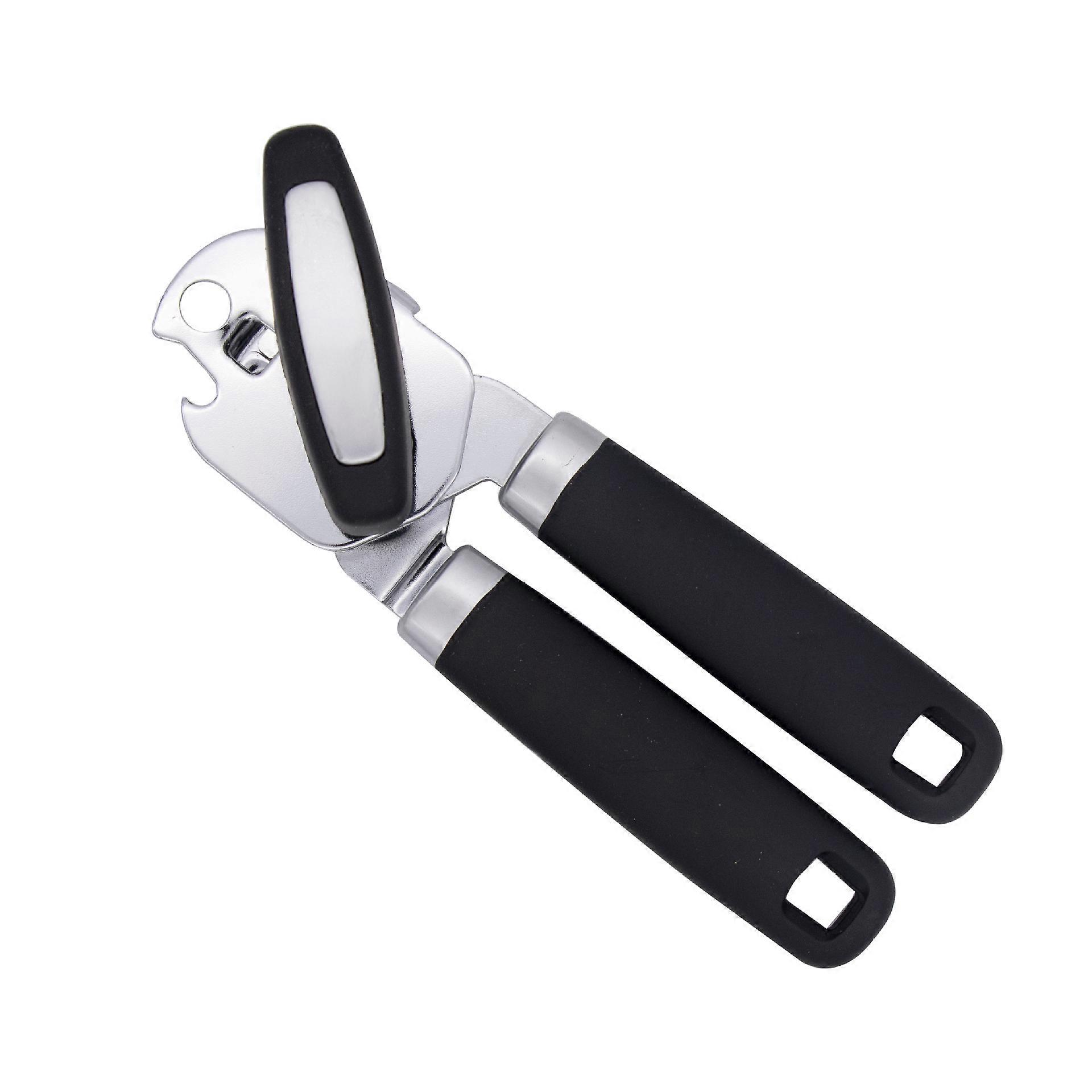 Nirvana Manual Can Opener, Handheld Comfortable Grip, Oversized Easy Turn Knob, Smooth Edges, Hangs for Convenient Storage, Built in Bottle Opener, Bl
