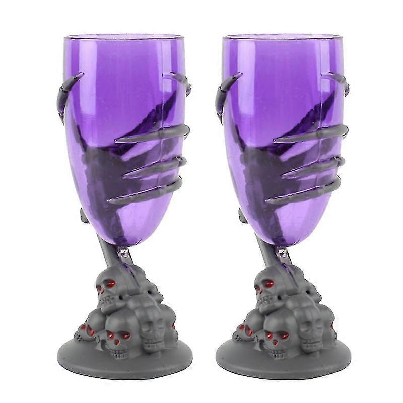 2pcs Costumes For Halloween Scenes Devil Finger Patterned Glass Luminous Terror Cup With Led Light