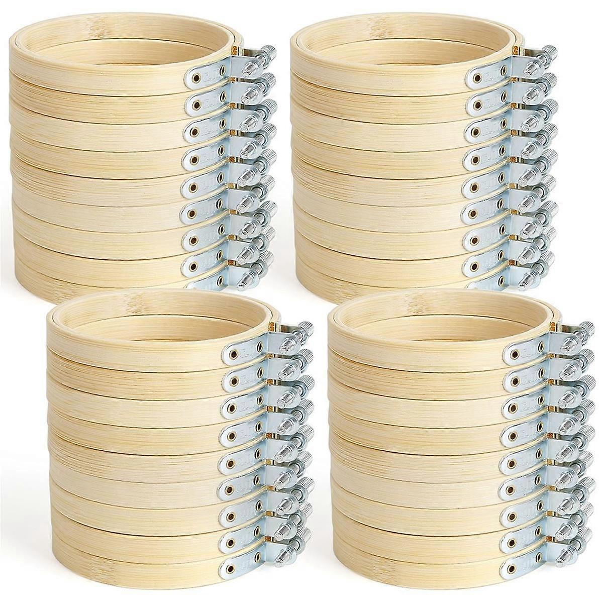 36Pieces 3Inch Embroidery Hoop Mini Embroidery Hoop Bamboo Round Hoop for DIY Craft Needlework, Sew