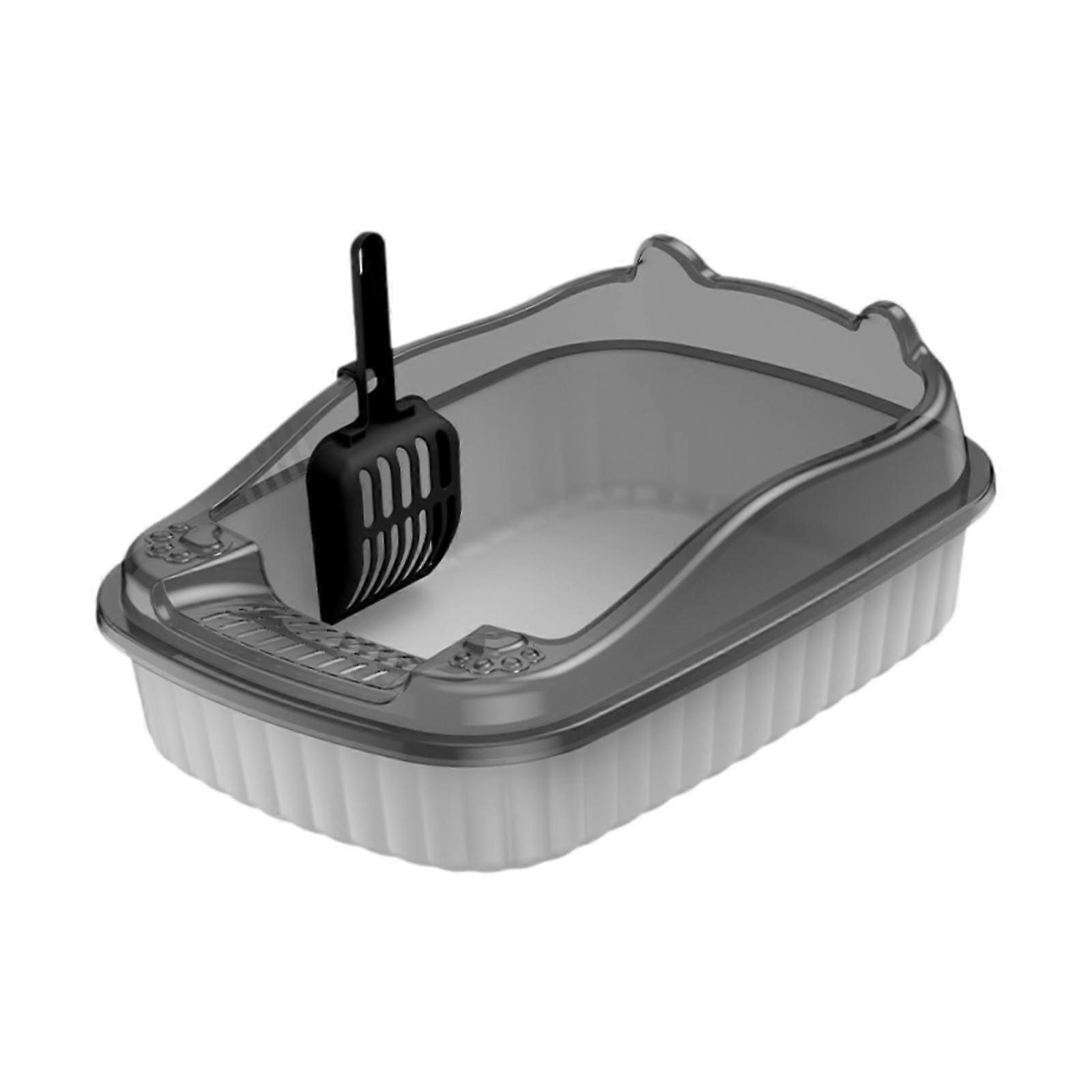Cat Litter Boxes Cat Sandbox Splashproof Container for Indoor Cats Rabbits Dog grey
