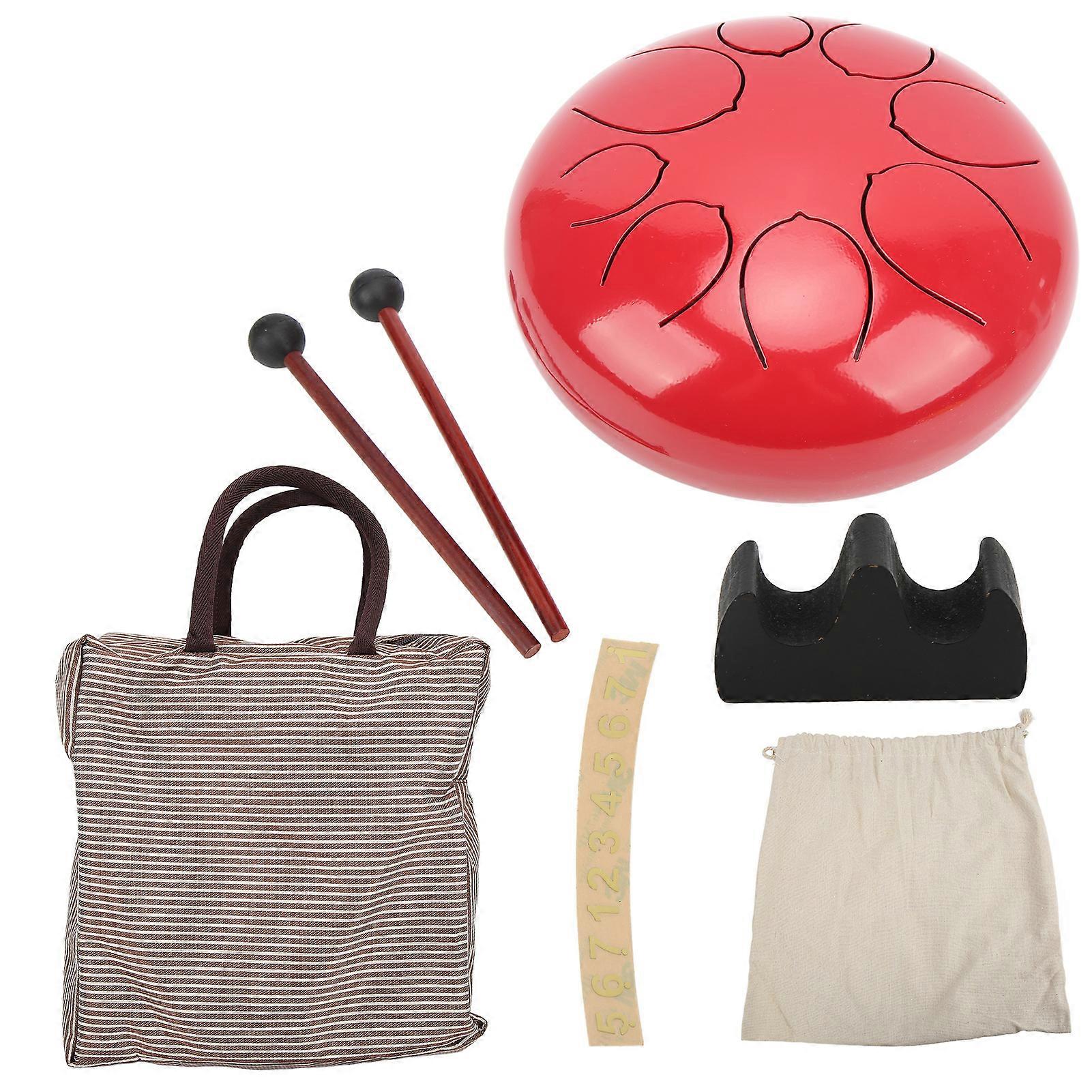 Steel Tongue Drum 10in 8 Tone Non Slip Mucisal Percussion Instrument for Beginners GiftRed