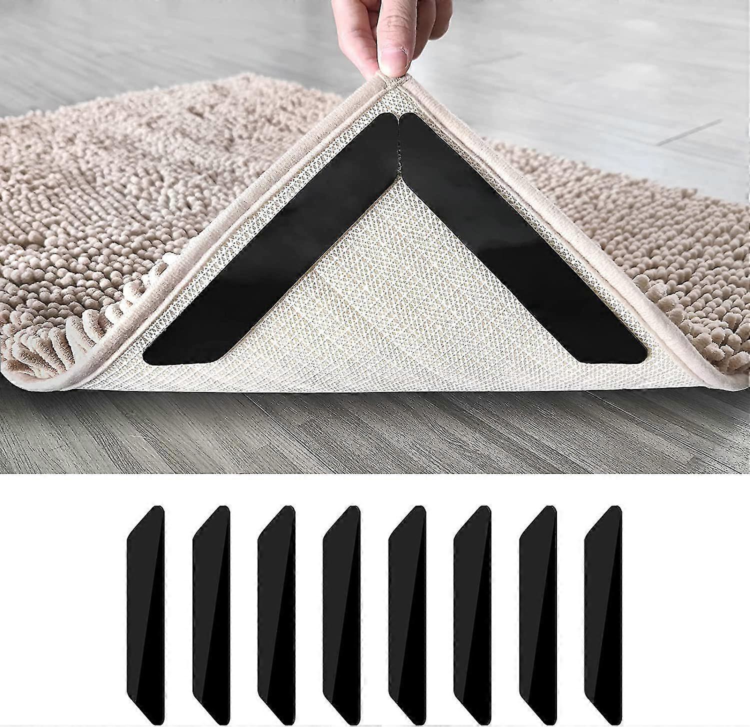 Rug Gripper,8 PCS Rug Grippers for Area Rugs,Non Slip Rug Grippers for Hardwood Floors,Anti Slip Carpet Pads for Tile/Wood Floor,Area Stickers Rugs Gr
