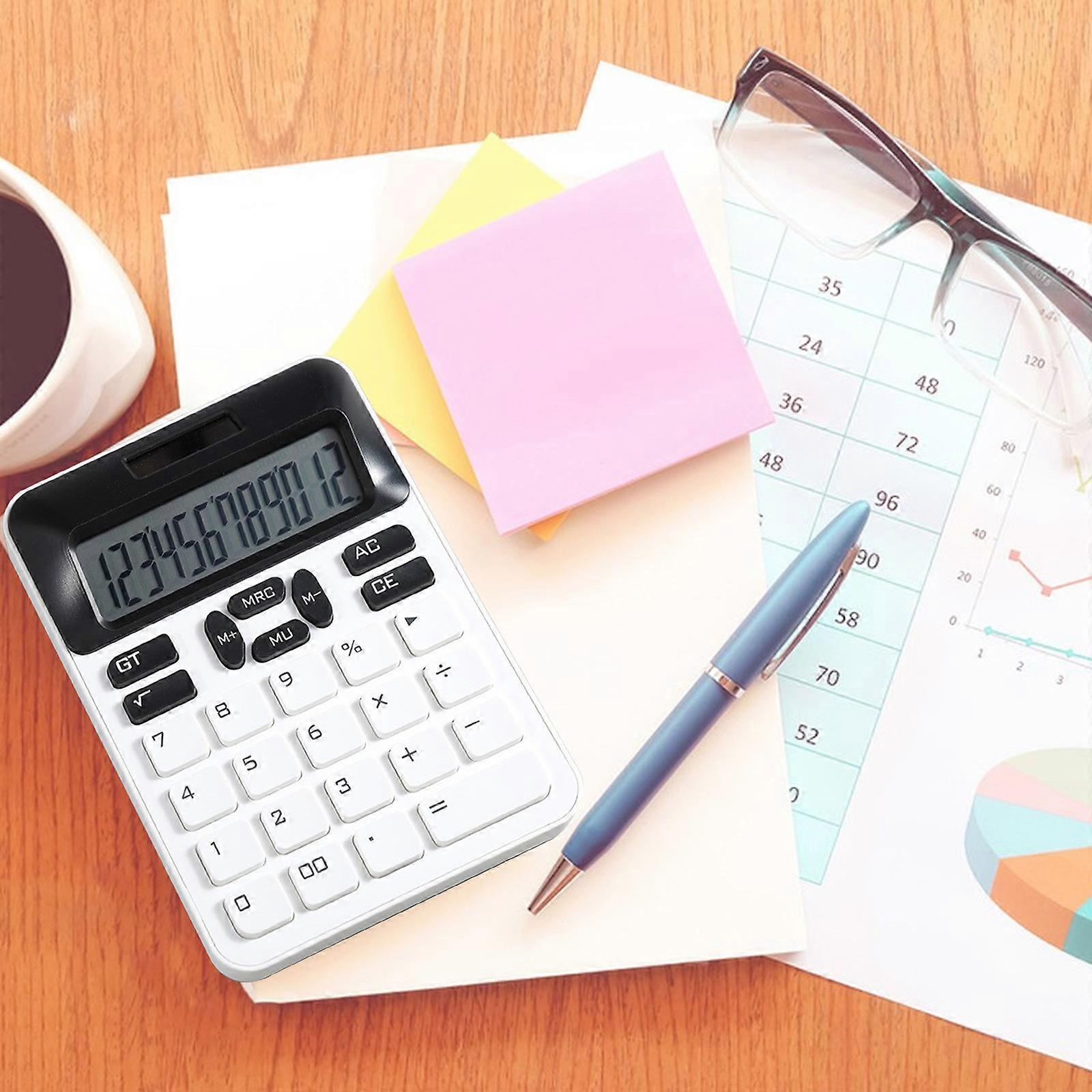 Solar Battery Dualuse Purpose Calculator 12-digit Portable Calculator With Large Buttons For Study Business And Office Use FLYE240937