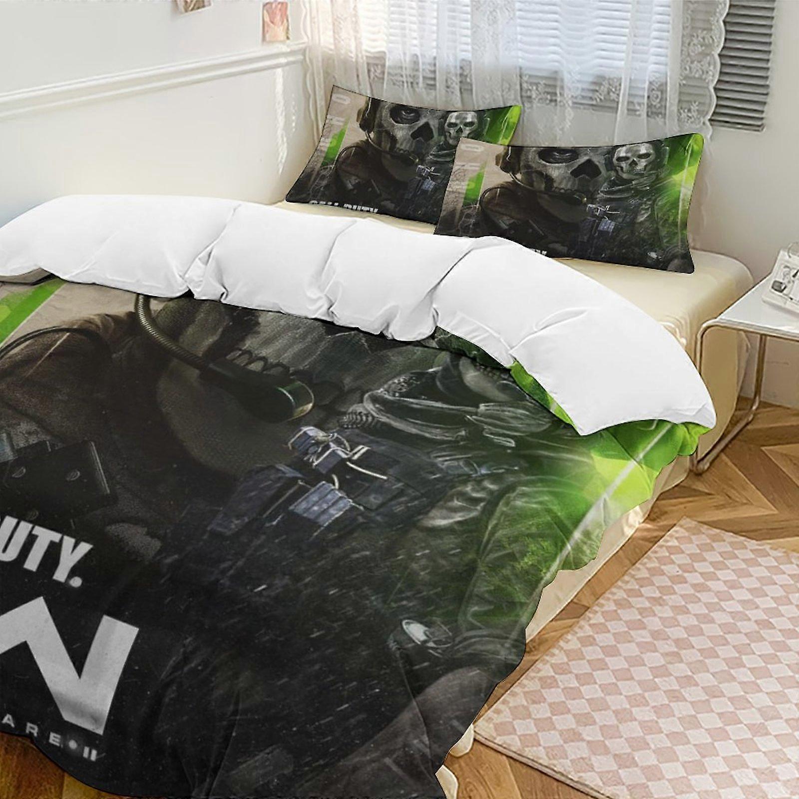 c1290 Call of duty 2 Cama Capa de Edredom Microfibra Conjuntos de Cama Leve 3 Peças Conjuntos de Edredom, 1 Capa de Edredom e 2 Fronhas para Crianças ee1290