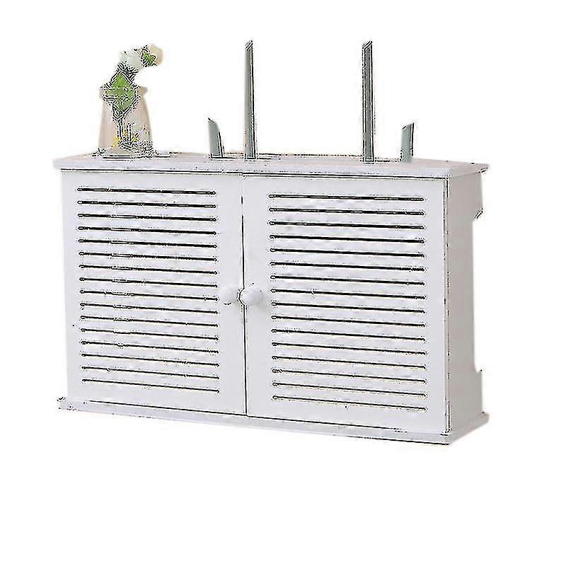 Wireless Wifi Router Storage Boxes Wooden Box Cable Shelf-double Door