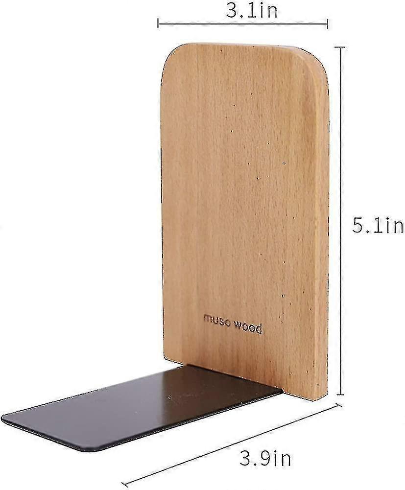 Book Ends,wood Natural Beech Wood Office Desktop Bookends, Wooden Art Bookend For Book Stand,5.1" H X 3.2" W X 4" L (beech-2pairs)