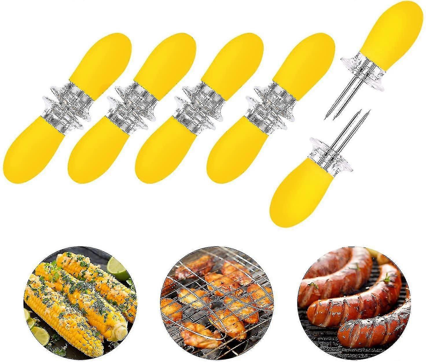 10pcs/5 Pairs Corn Cob Holders Stainless Steel Fork Skewers -zysd