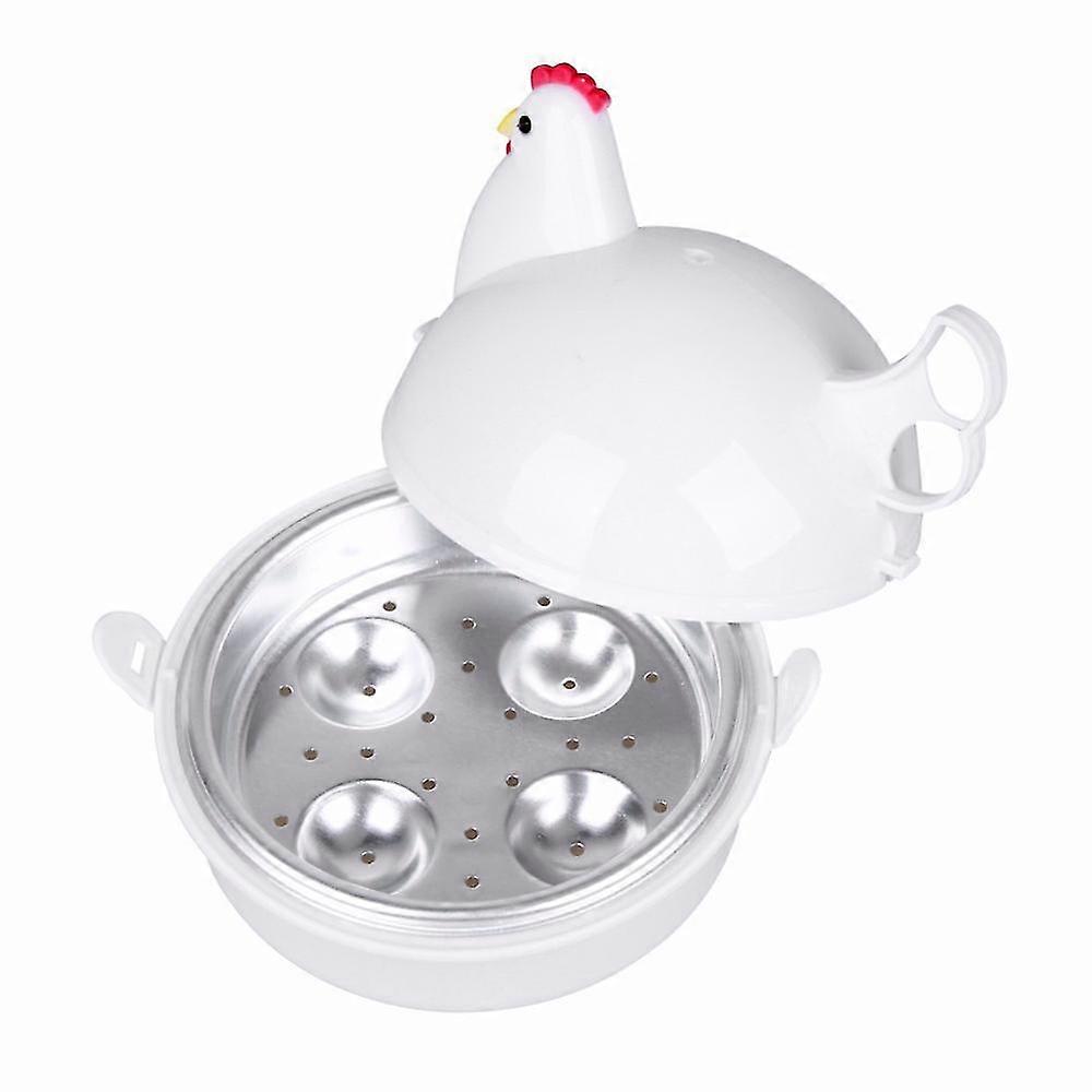 Microwave Egg Steaner Poacher Cooker Chicken Shaped 4 Eggs Boiler Cooker Steamer Gadgets(1 Pcs, White)